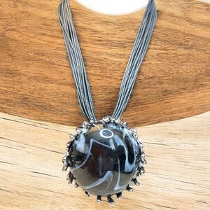 Black and White Marbled Acrylic Statement Necklace